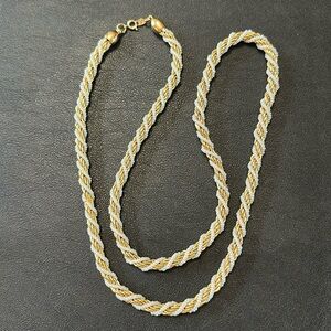 Trifari 30” Gold-Tone w/wrapped Faux Pearl Vintage Necklace